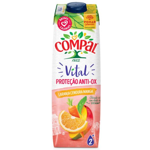 Néctar Laranja, Cenoura e Manga com Stevia Compal Vital Anti-ox — 1 lt