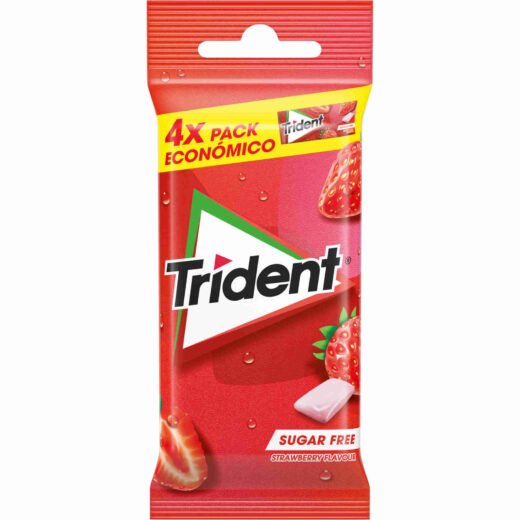 Pastilhas Elásticas Morango Trident — 58 gr