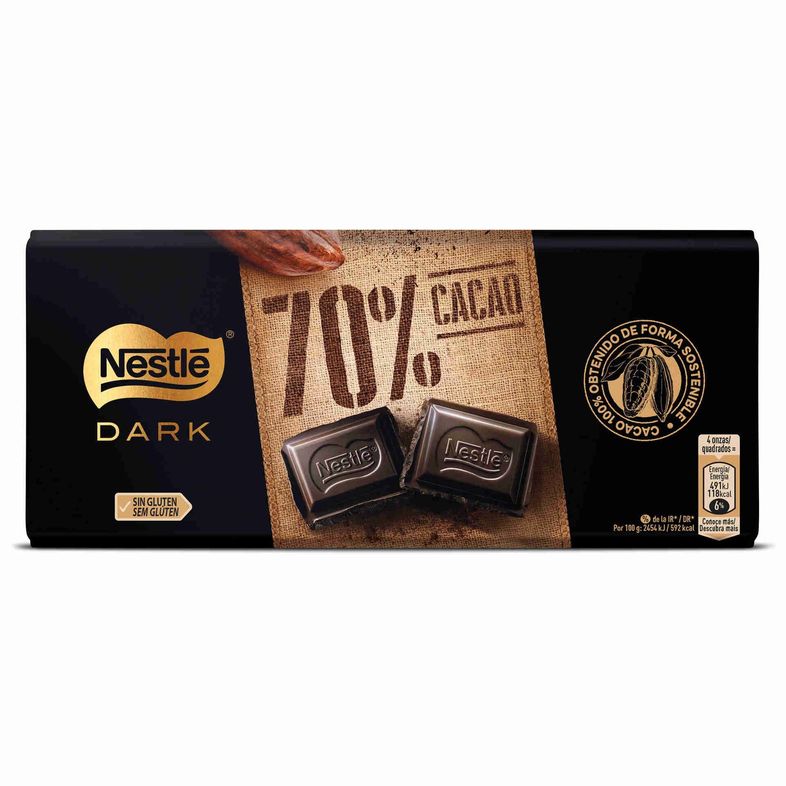 Tablete de Chocolate Negro 70% Cacau sem Glúten Nestlé — 120 gr — Nestlé