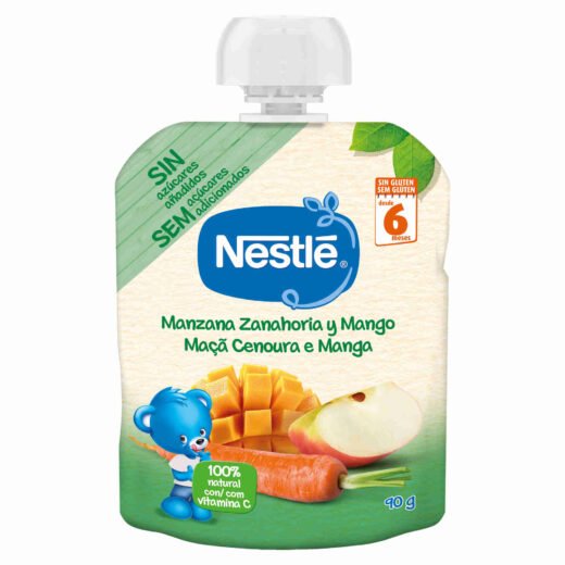Saqueta de Fruta Maçã, Cenoura e Manga +6M Nestlé — 90 gr