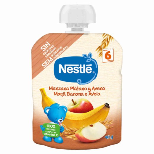 Saqueta de Fruta Maçã, Banana e Aveia +6M Nestlé — 90 gr