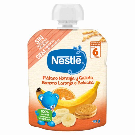 Saqueta de Fruta Banana, Laranja e Bolacha +6M Nestlé — 90 gr