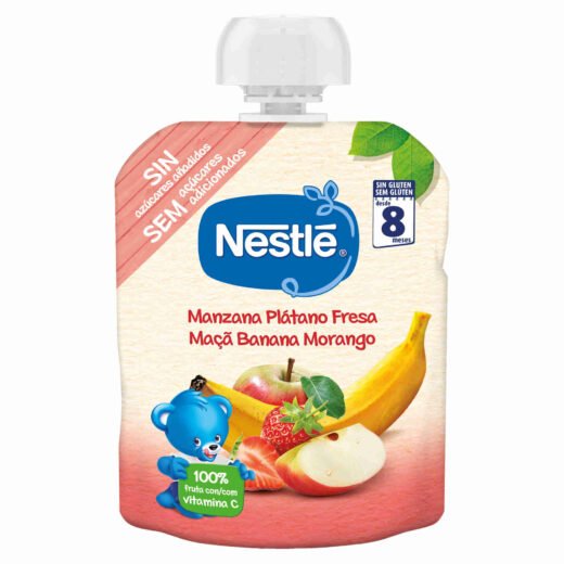 Saqueta de Fruta Maçã, Banana e Morango +8M Nestlé — 90 gr