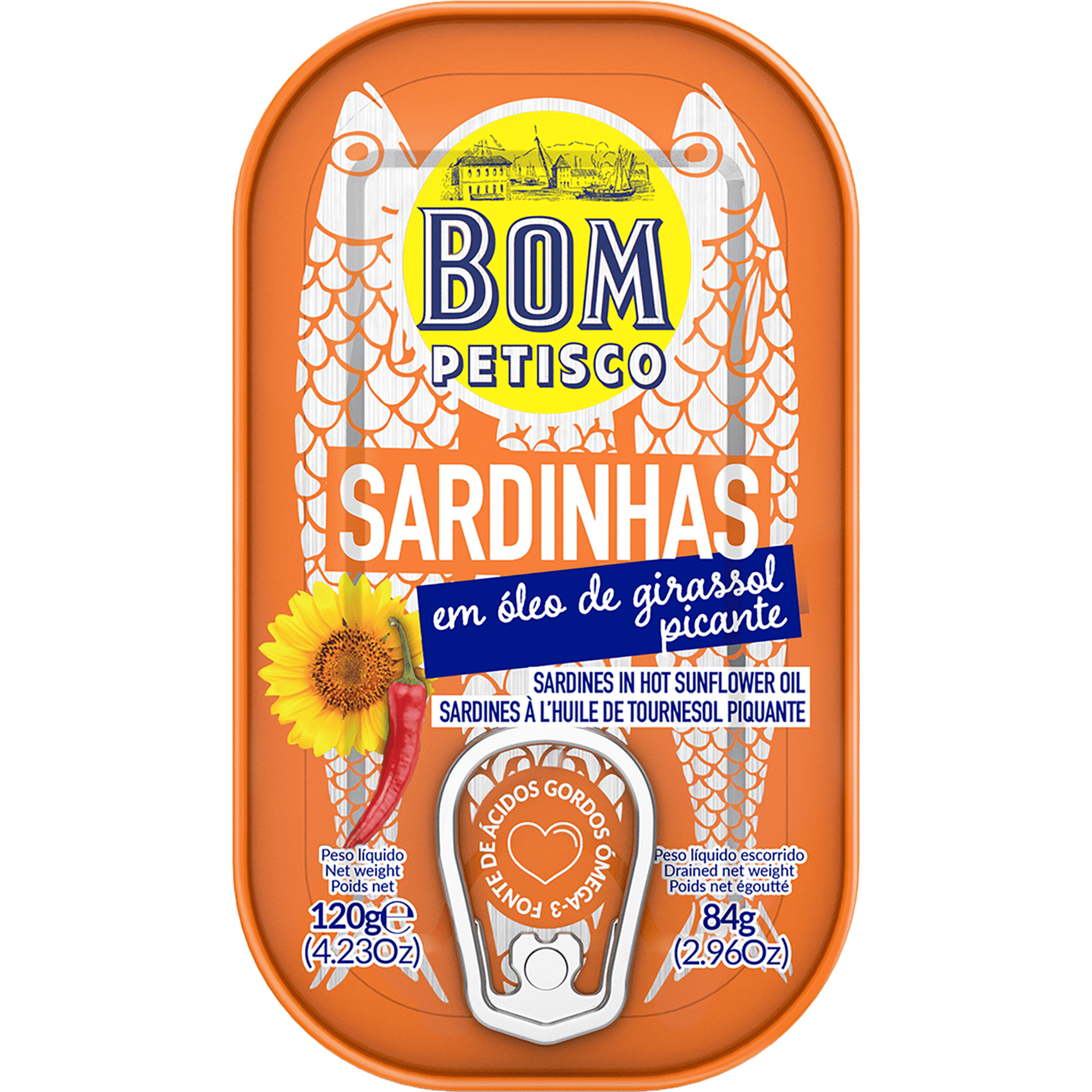 Sardinha em Óleo Picante Bom Petisco — 120 gr — Bom Petisco