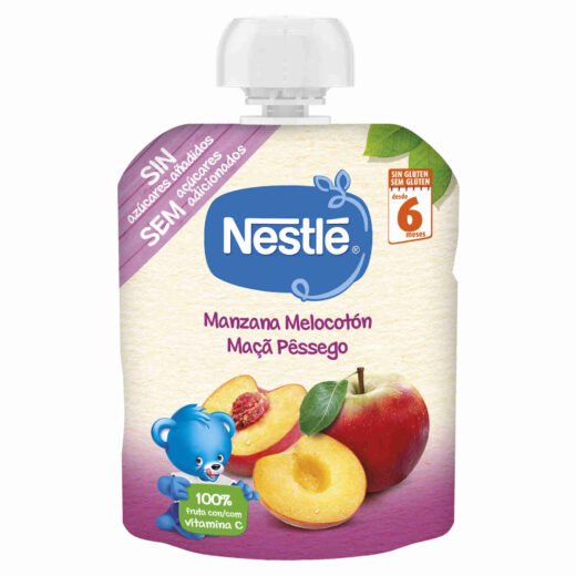 Saqueta de Fruta Maçã e Pêssego +6M Nestlé — 90 gr