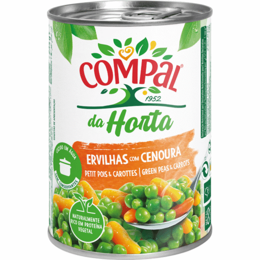 Ervilhas com Cenoura em Lata sem Glúten Compal da Horta — 410 gr