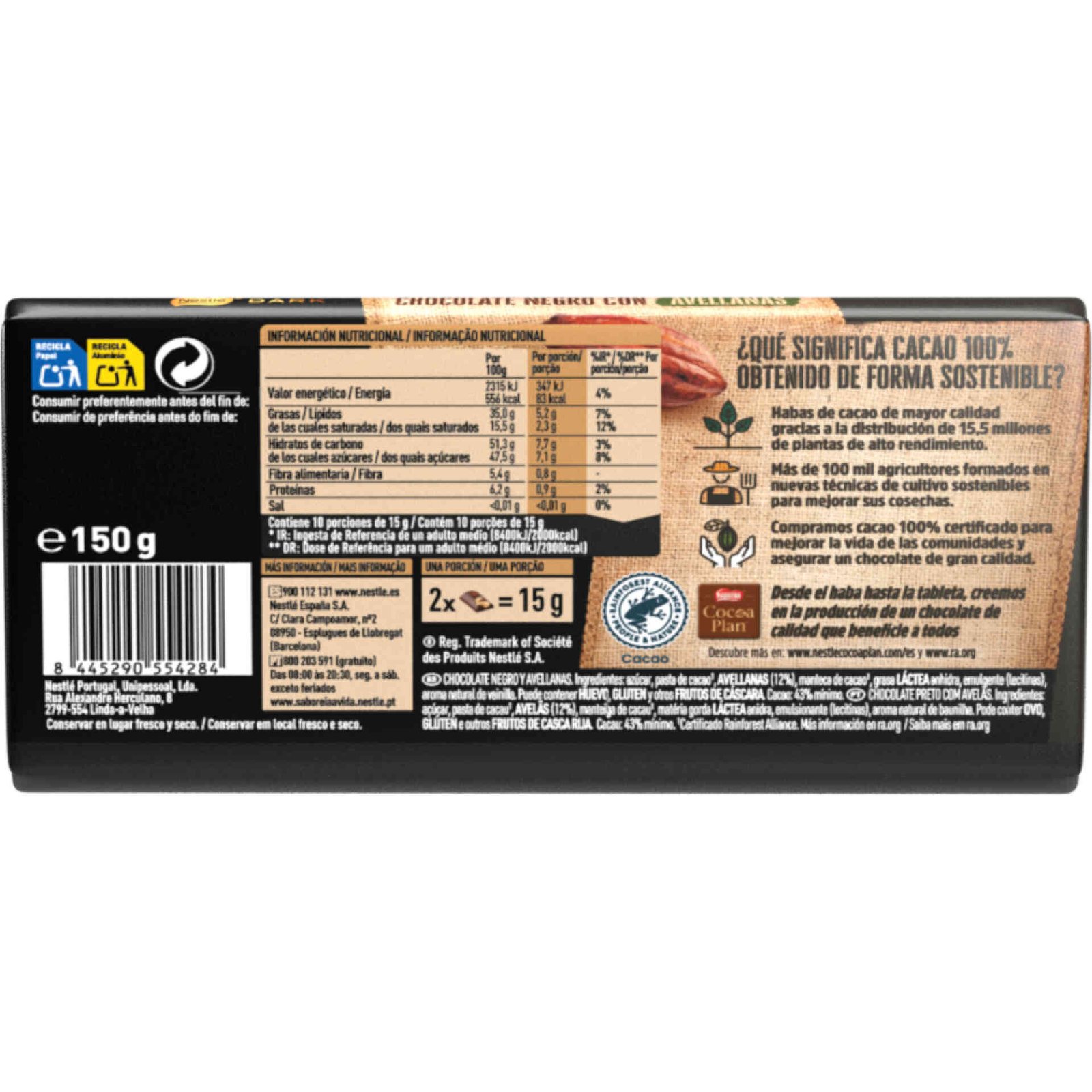 Tablete de Chocolate Negro com Avelã Nestlé — 150 gr — Nestlé