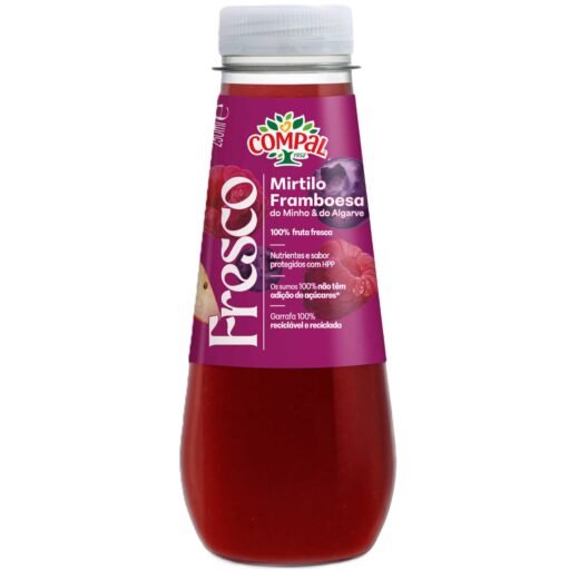 Sumo 100% Fruta Mirtilo e Framboesa Compal Fresco — 25 cl