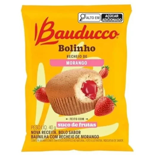 Bolinho Bauducco de Baunilha Recheado Morango 40 g